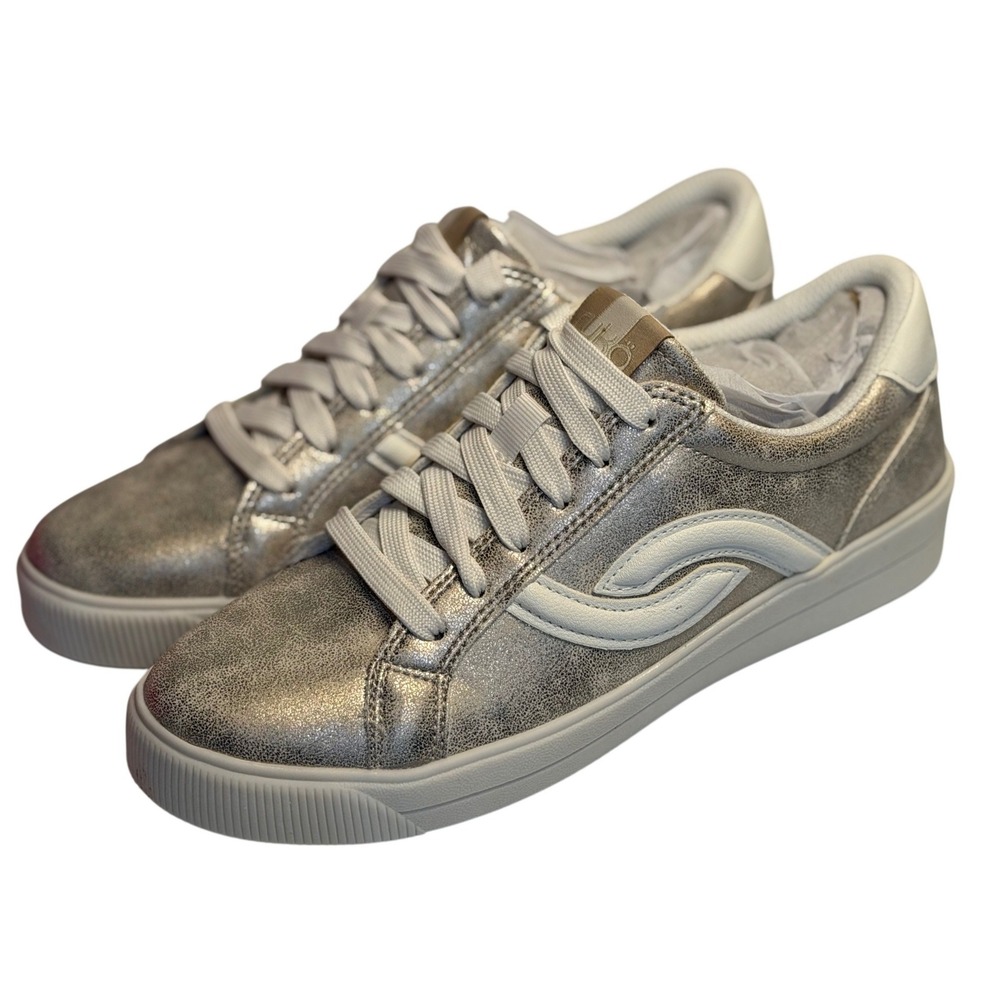Ryka Sneakers Viv Next Gold Metallic Shimmer Lace‎ Up Comfort Walking Shoes 7
